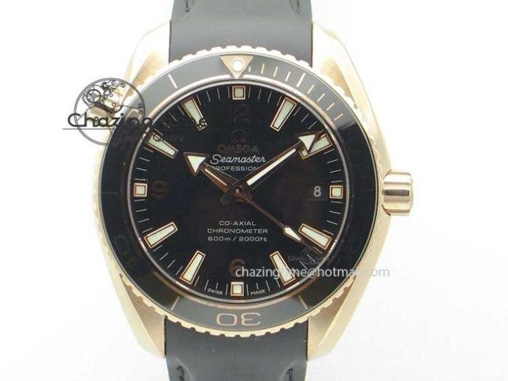 0319 Unisex Planet Ocean Master Chrono 45mm SS OM 1:1 Best Edition Black Dial On Black Rubber Strap A 8171